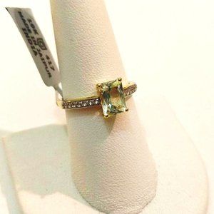 Genuine Green Kunzite 10K Gold Ring